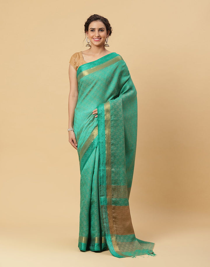 Woven Art Handloom Saree With Zari Border