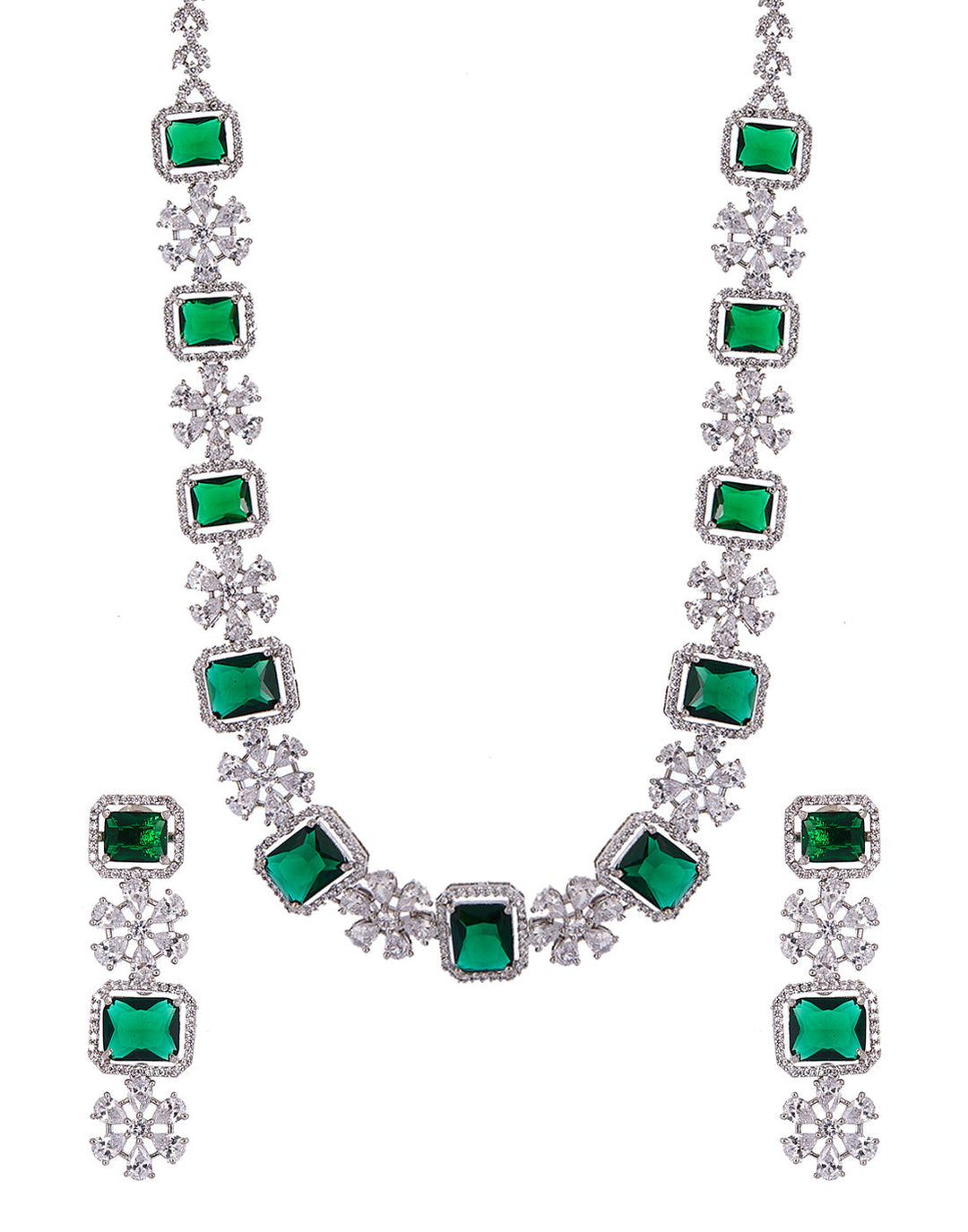 Colored Stone Necklace With Earrings