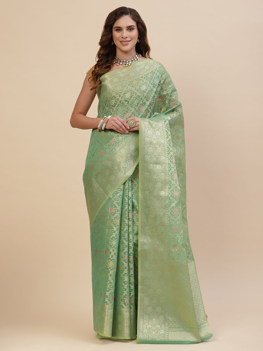 Zari Jaal Cotton Woven Saree