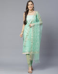 Chanderi Embroidered Suit Piece with fancy dupatta