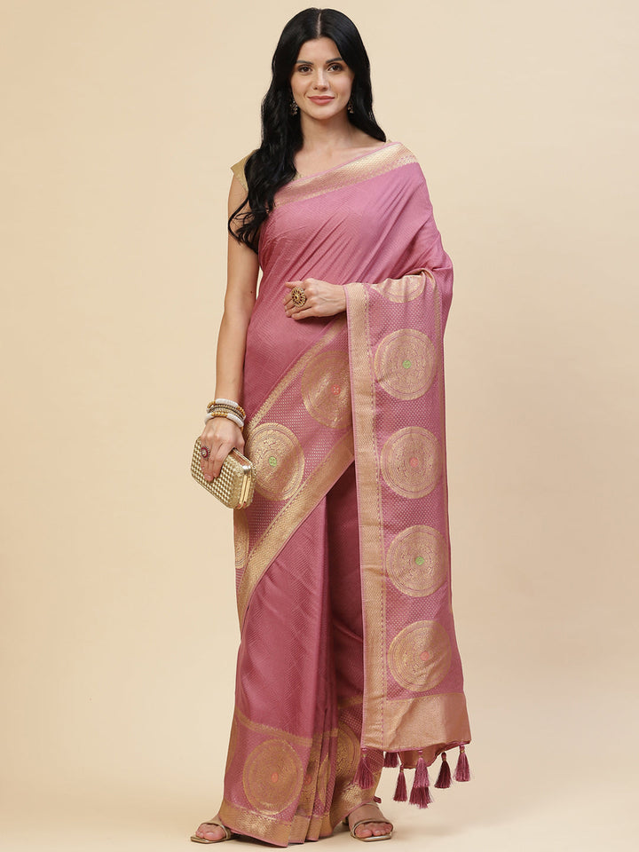 Zari Border Booti Banarasi Woven Saree