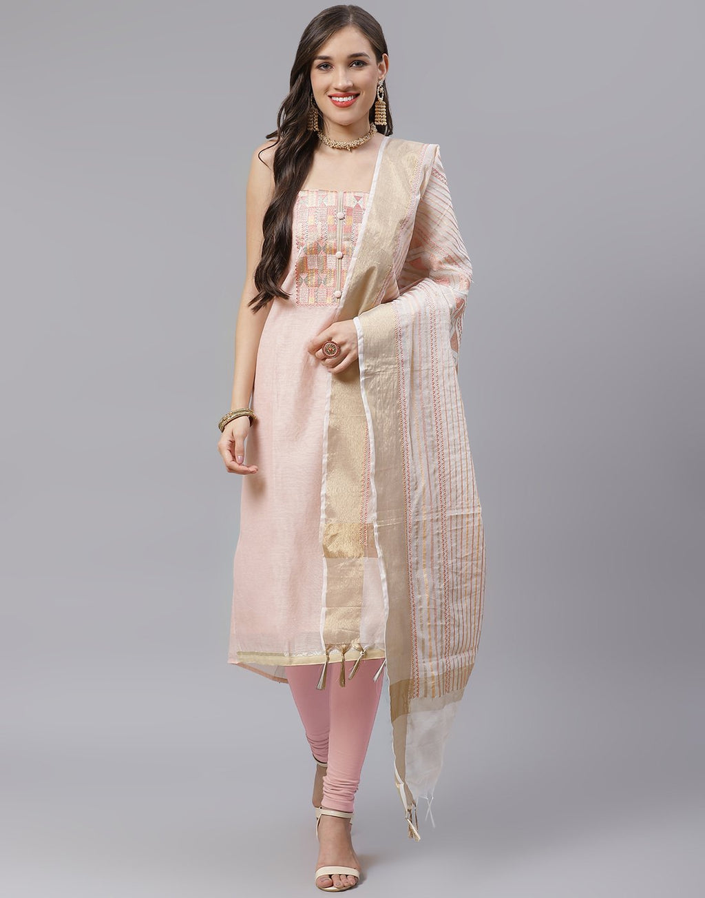 Chanderi Thread work Suit Piece