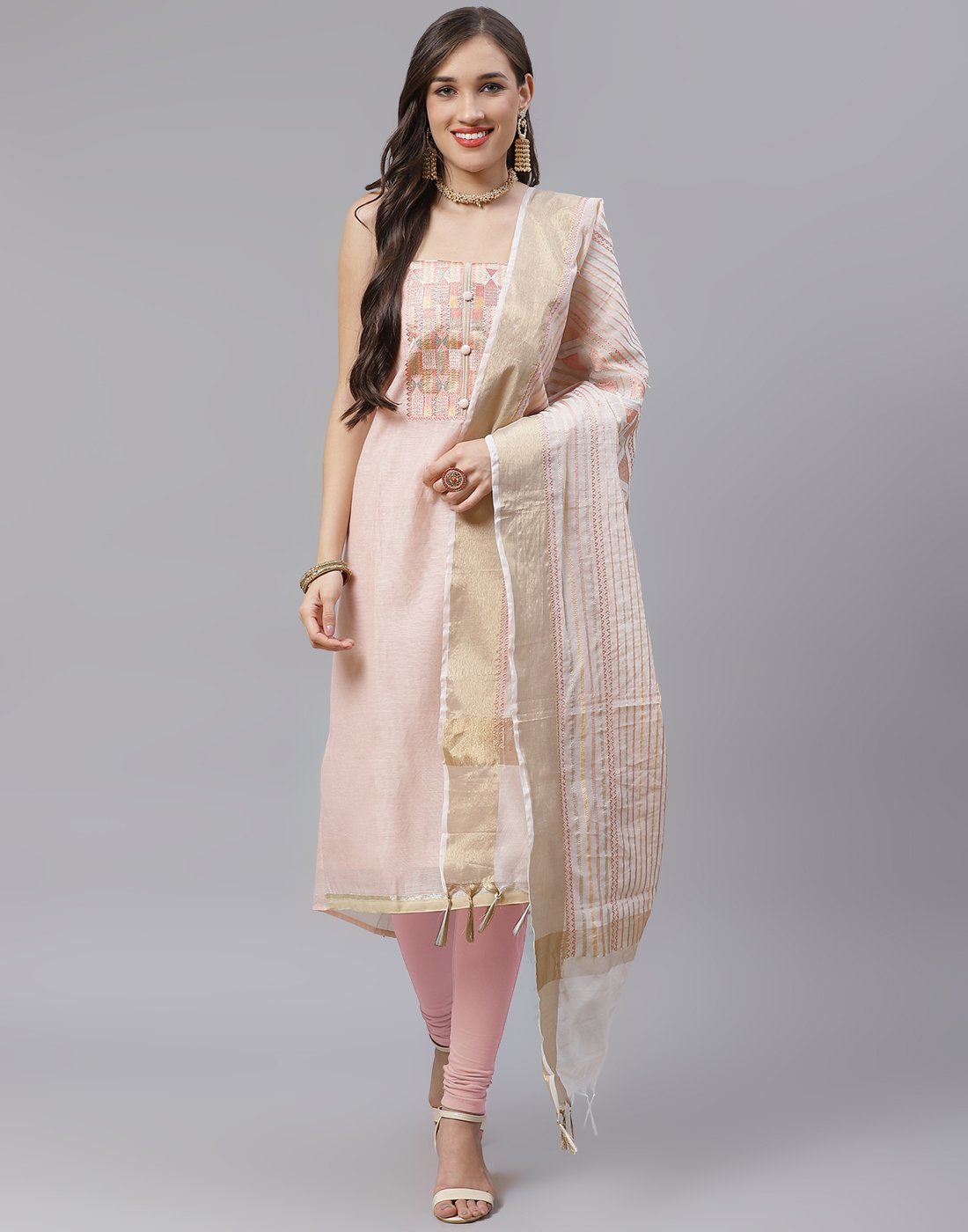 Chanderi Thread work Suit Piece