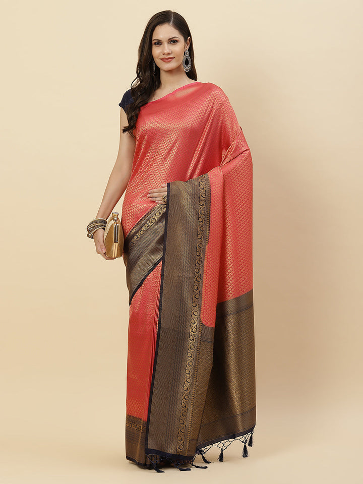 Brocade Zari Booti Art Handloom Woven Saree