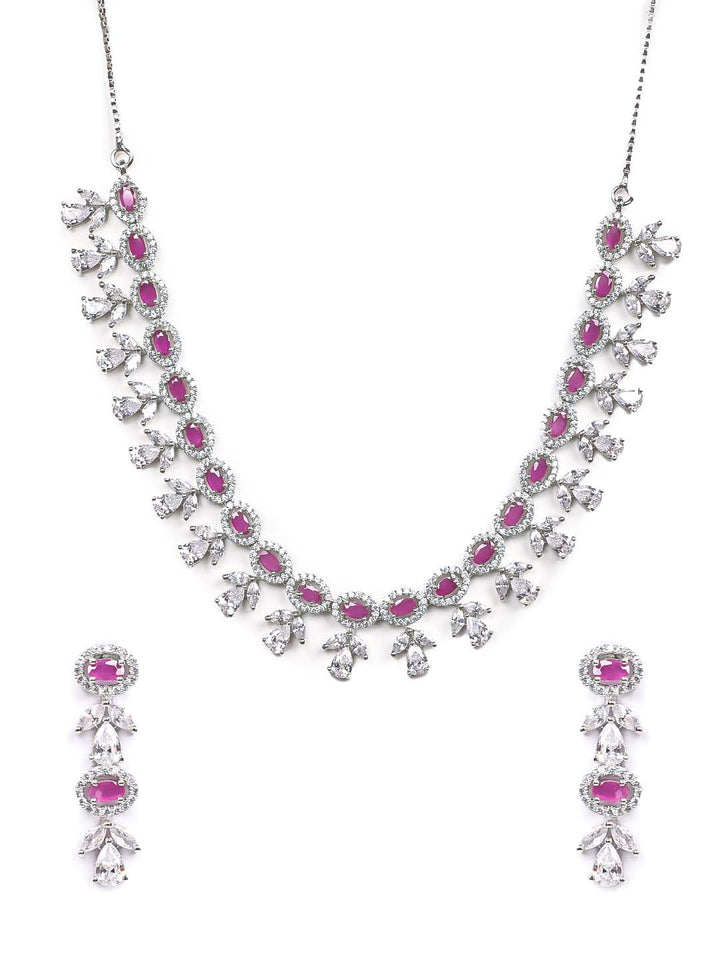 SIlver AD Necklace Set With Earrings