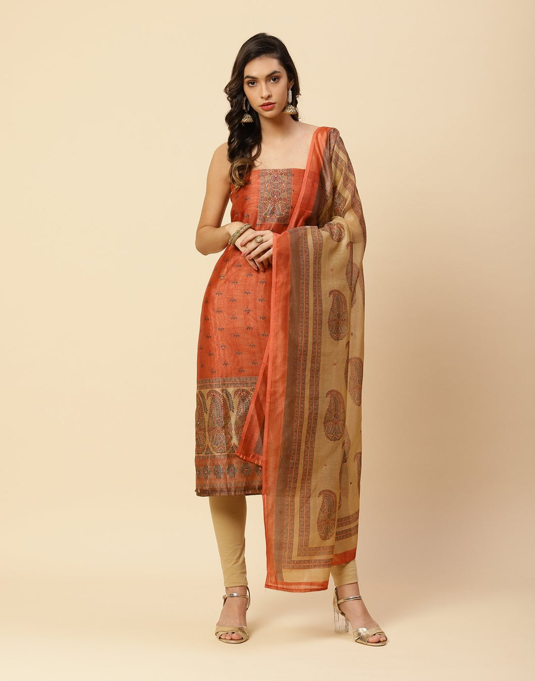Printed Chanderi Suit Piece