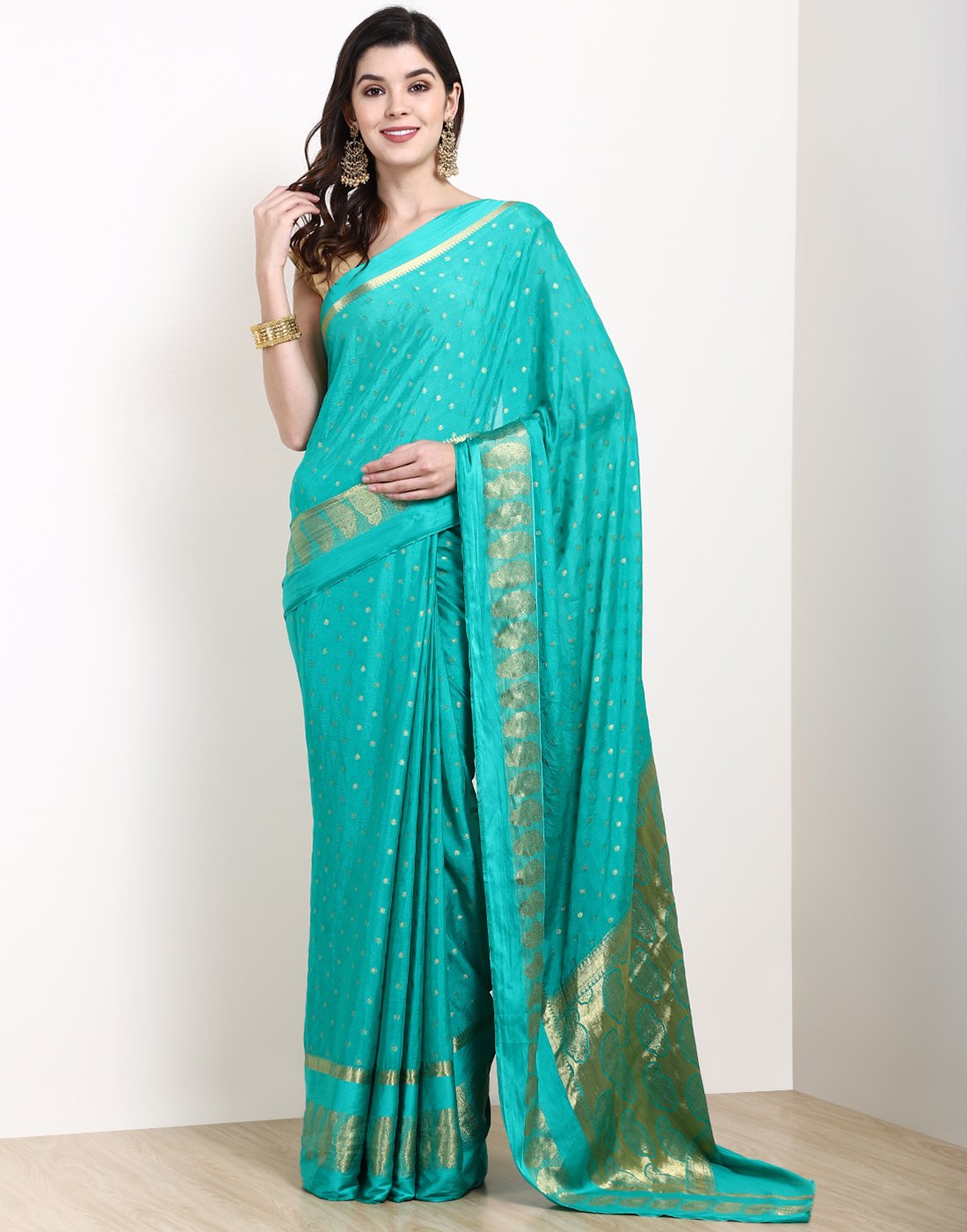 Sea Green Art Crape Saree