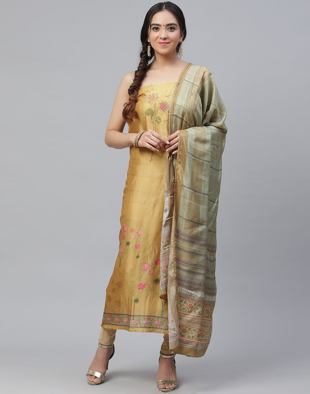 Chanderi Embroidered Suit Piece