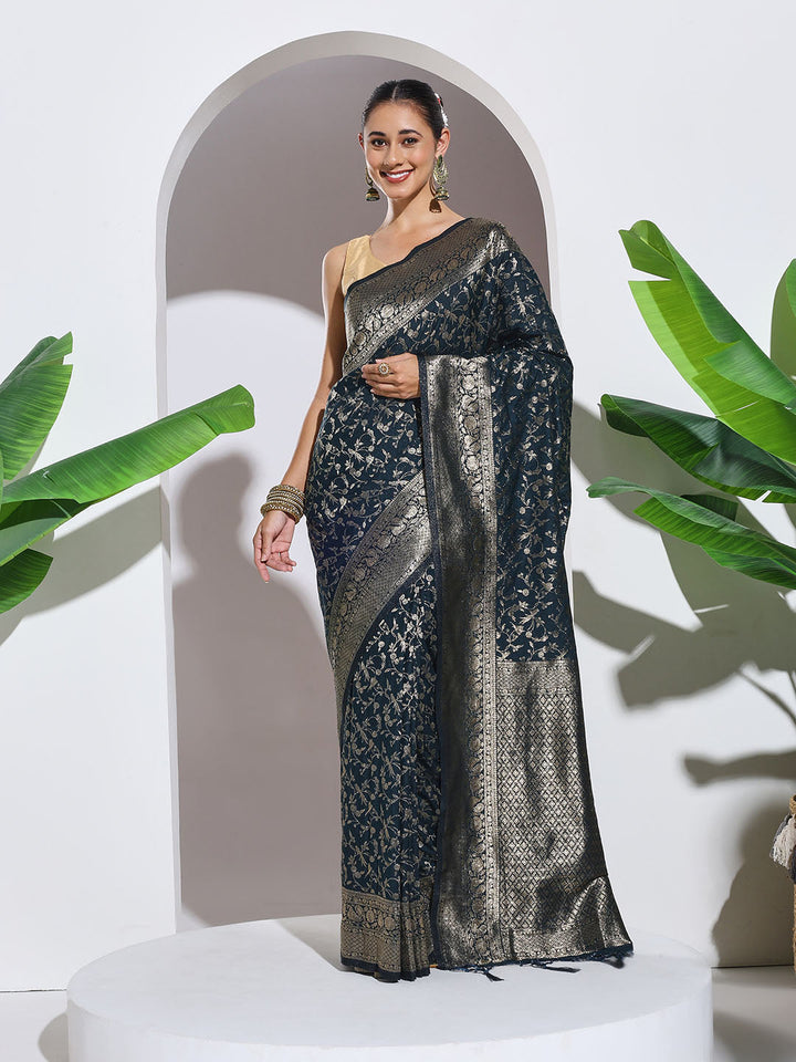 Zaari Jaal Woven Crepe Saree