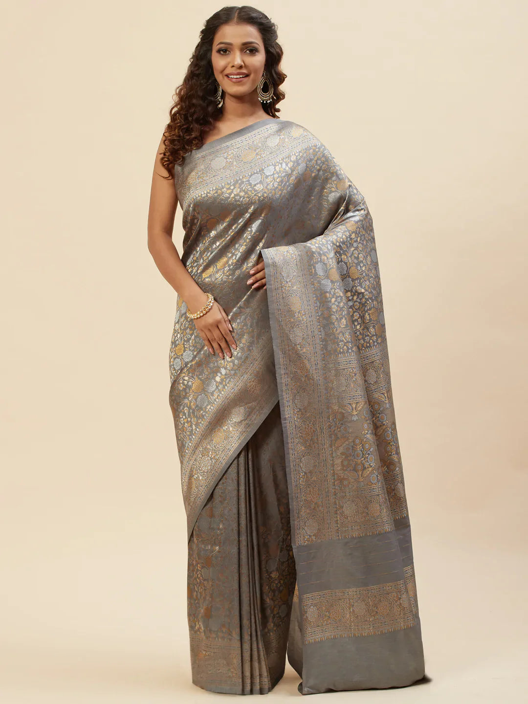Brocade Zari Jaal Handloom Woven Saree
