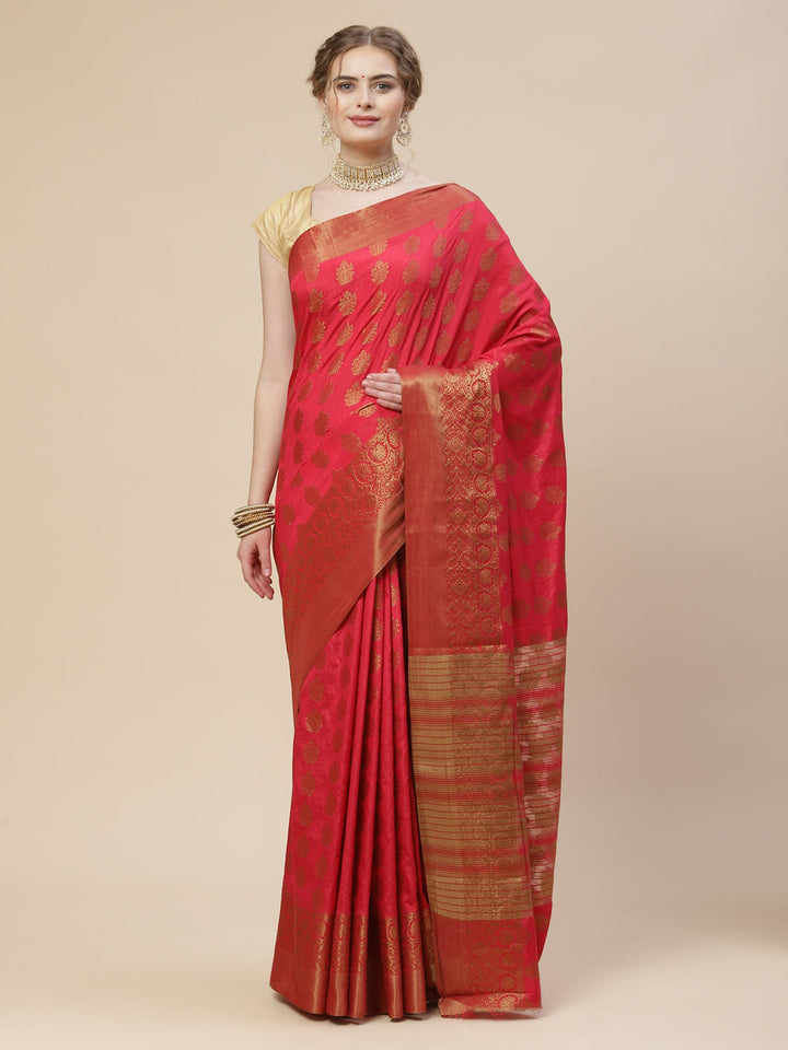 Zari Border Booti Art Handloom Woven Saree