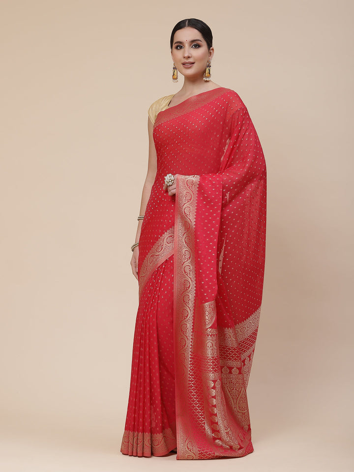 Booti Work Georgette Plain Saree