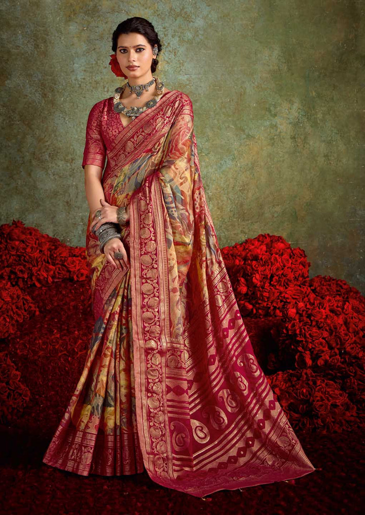 Abstract Printed Georgette Saree