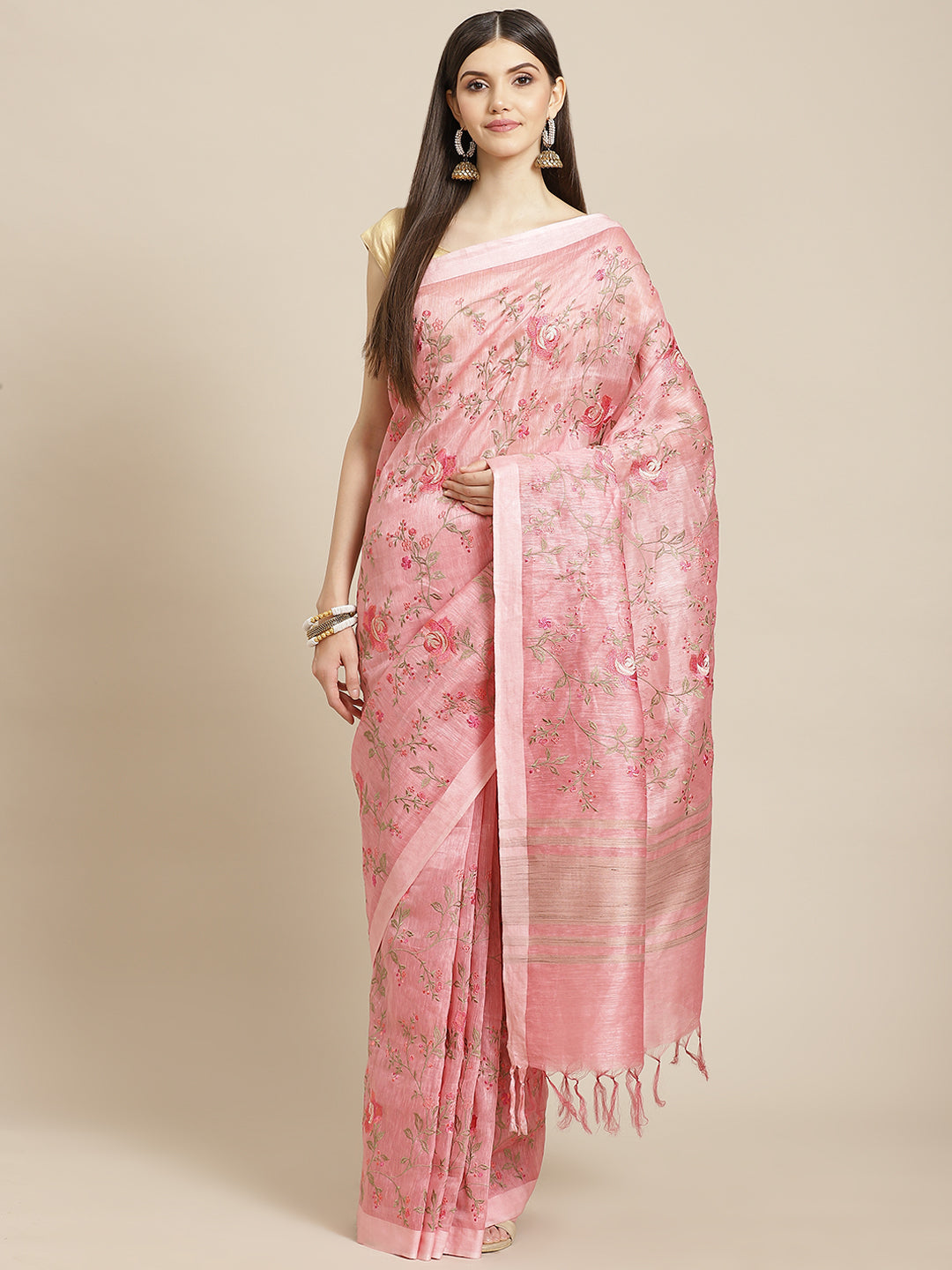 Resham Jaal Embroidered Cotton Saree