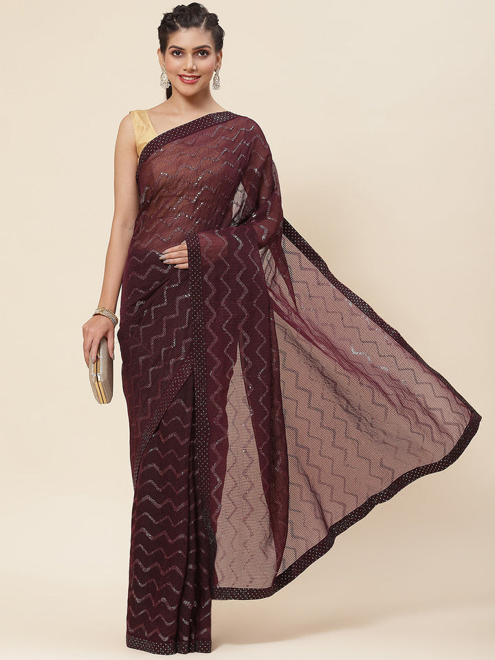 Sequin Embroidered Georgette Saree