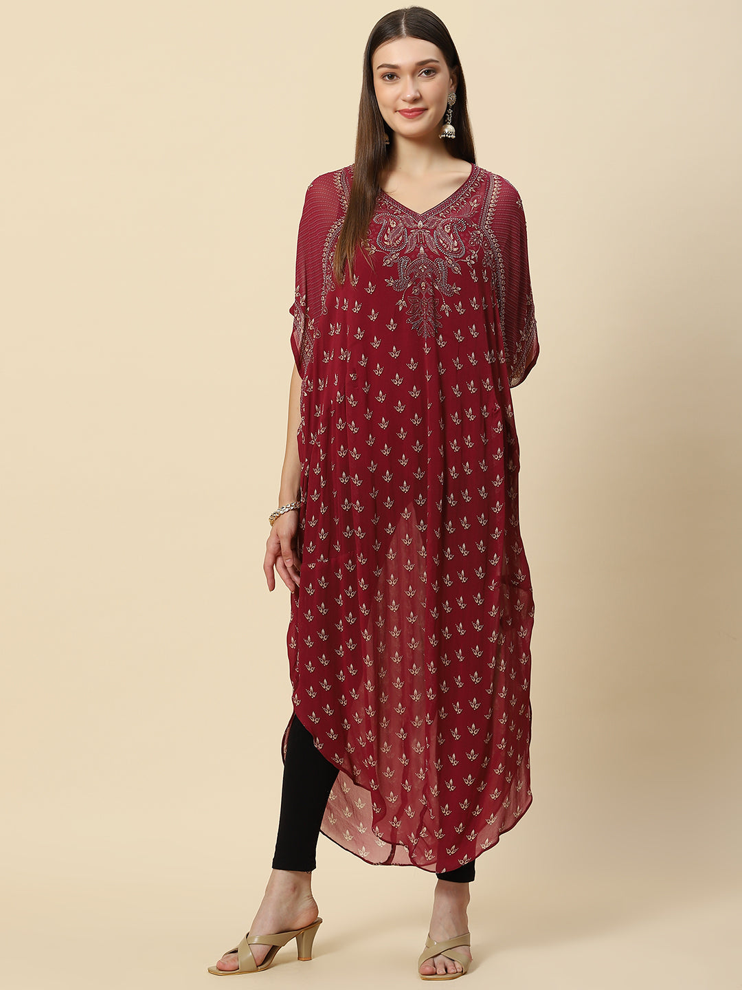 Digital Printed Georgette Kaftan Kurta