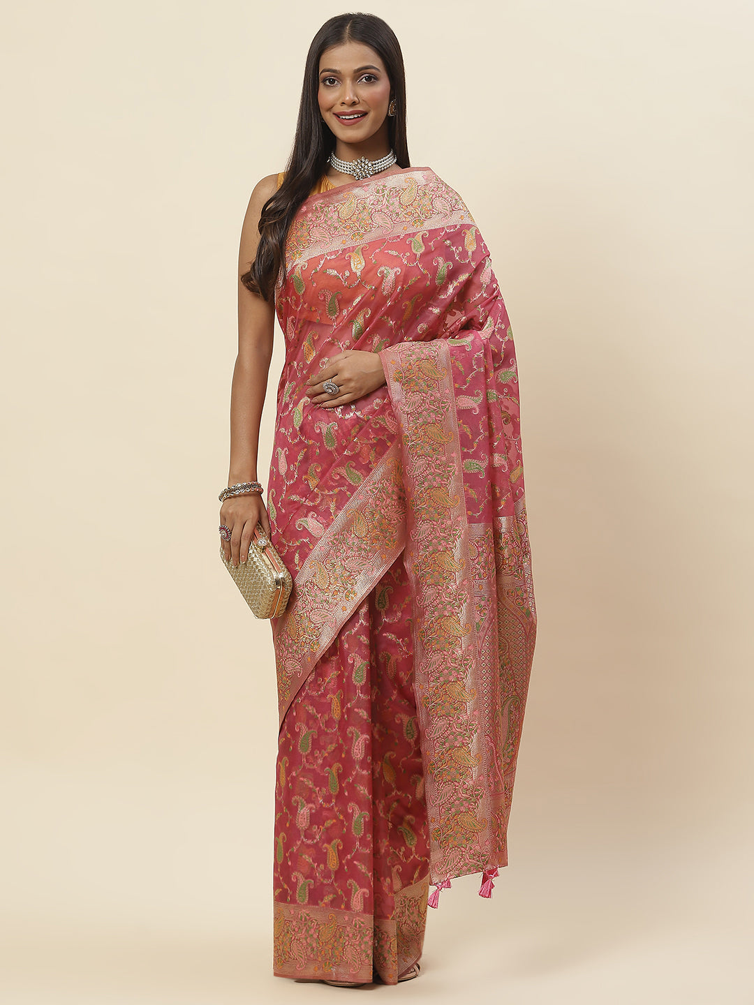 Zari Jaal Woven Organza Saree