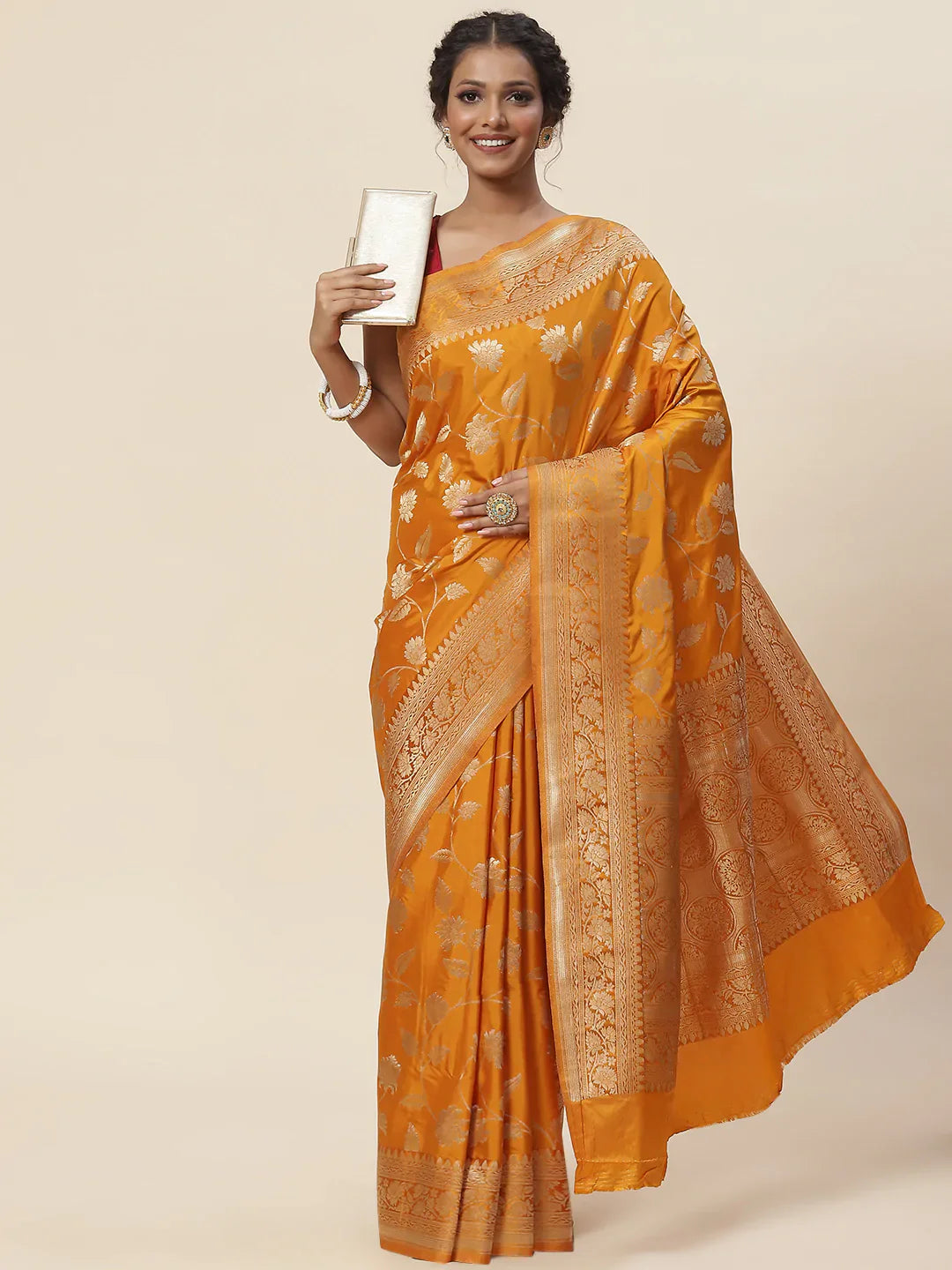 Floral Zari Jaal Handloom Woven Saree