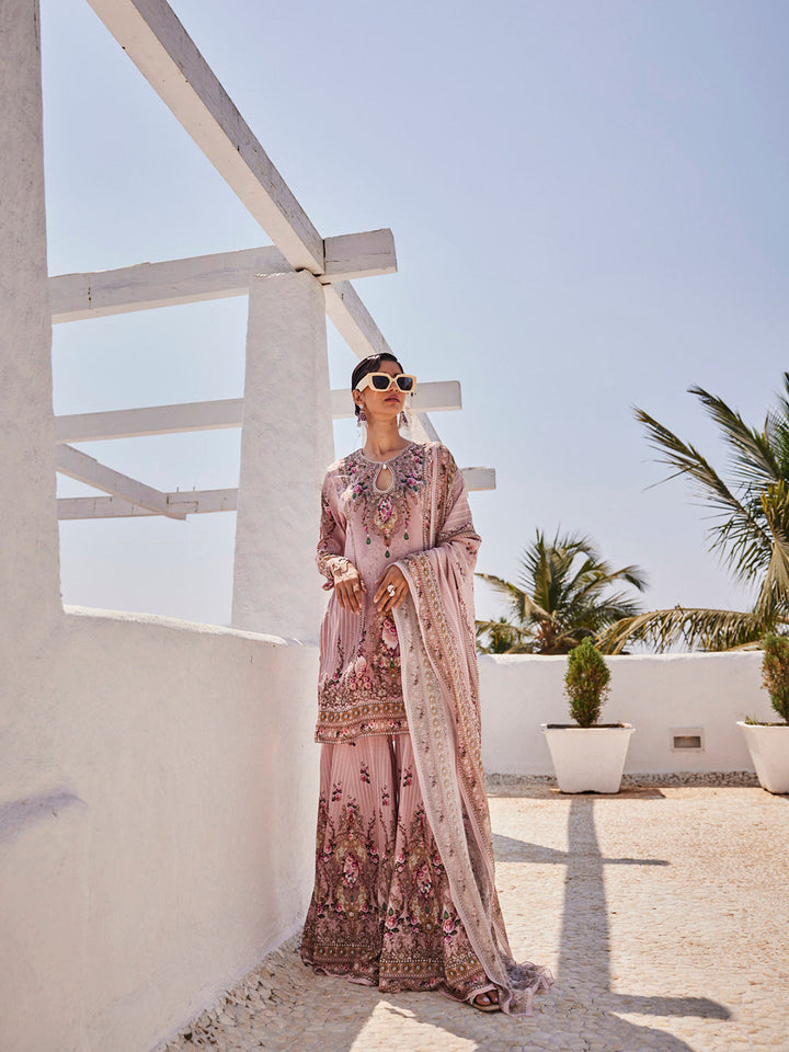 Digital Printed Georgette Kurta With Sharara &amp; Dupatta