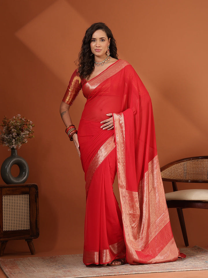 Plain Chiffon Saree