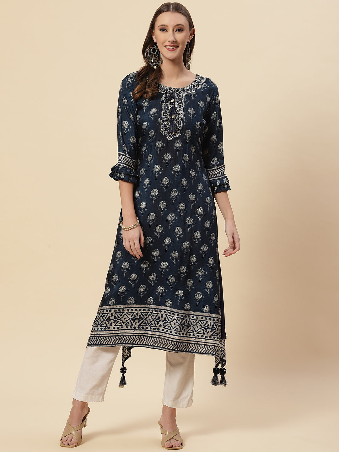 Floral Printed Handloom Kurta