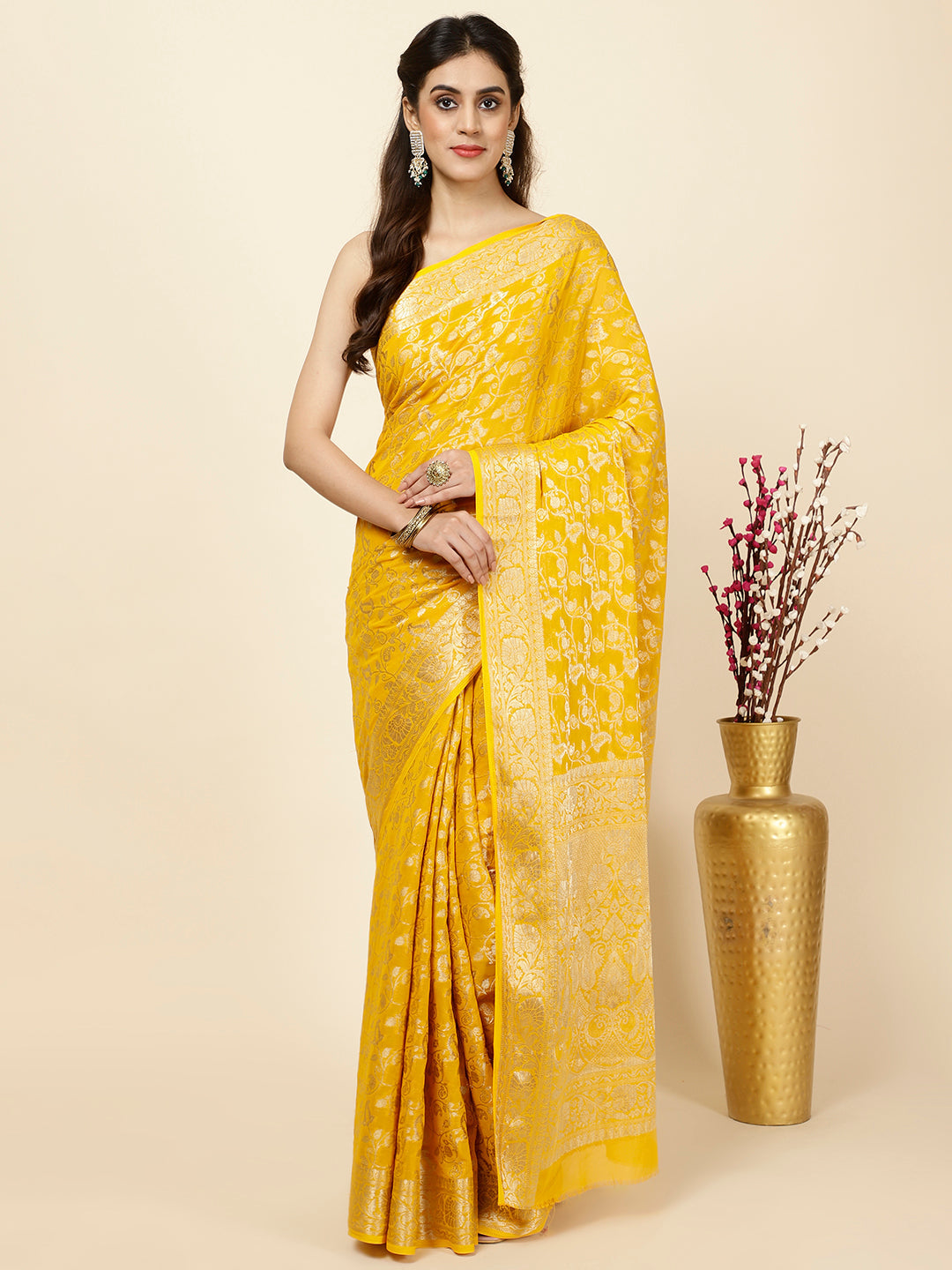Zari Jaal Woven Georgette Saree