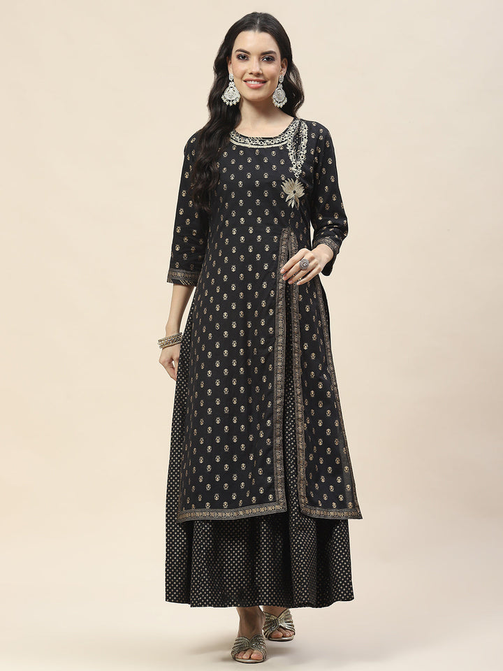 Embroidered Cotton Anarkali Kurta