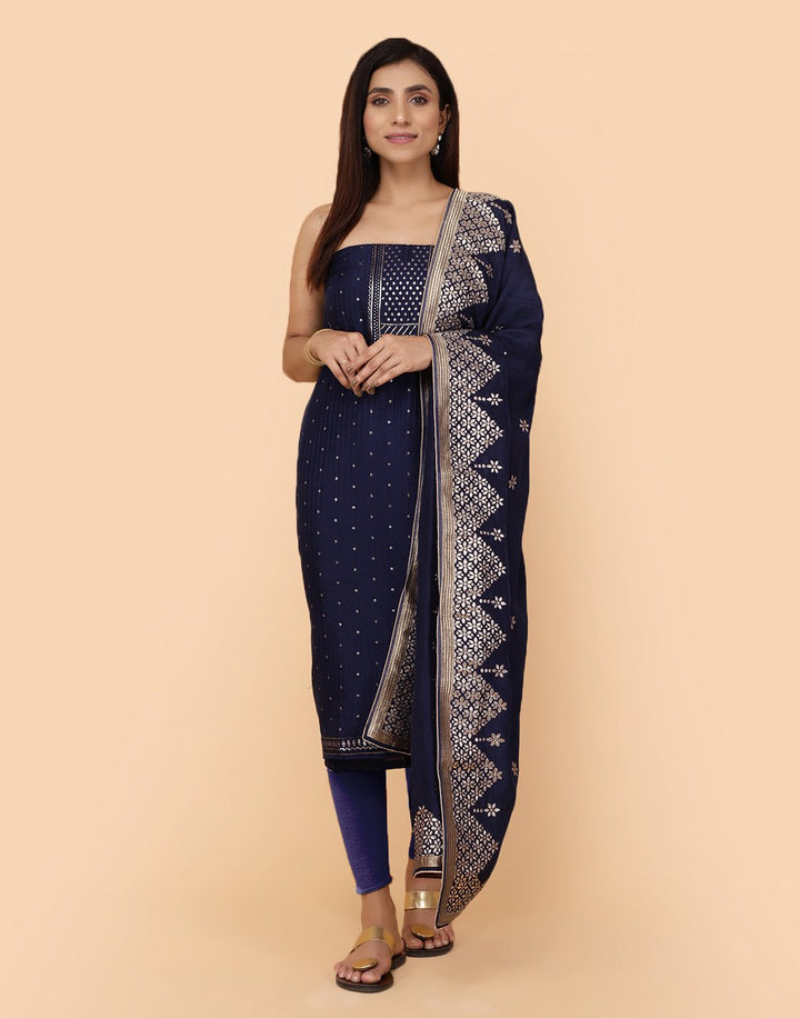 Embroidered Chanderi Art Handloom Dupion Suit Piece