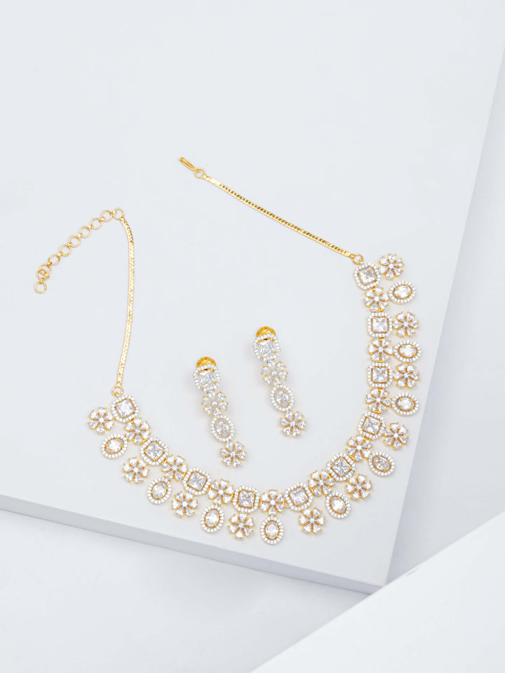 AD Stone Necklace With Earrings