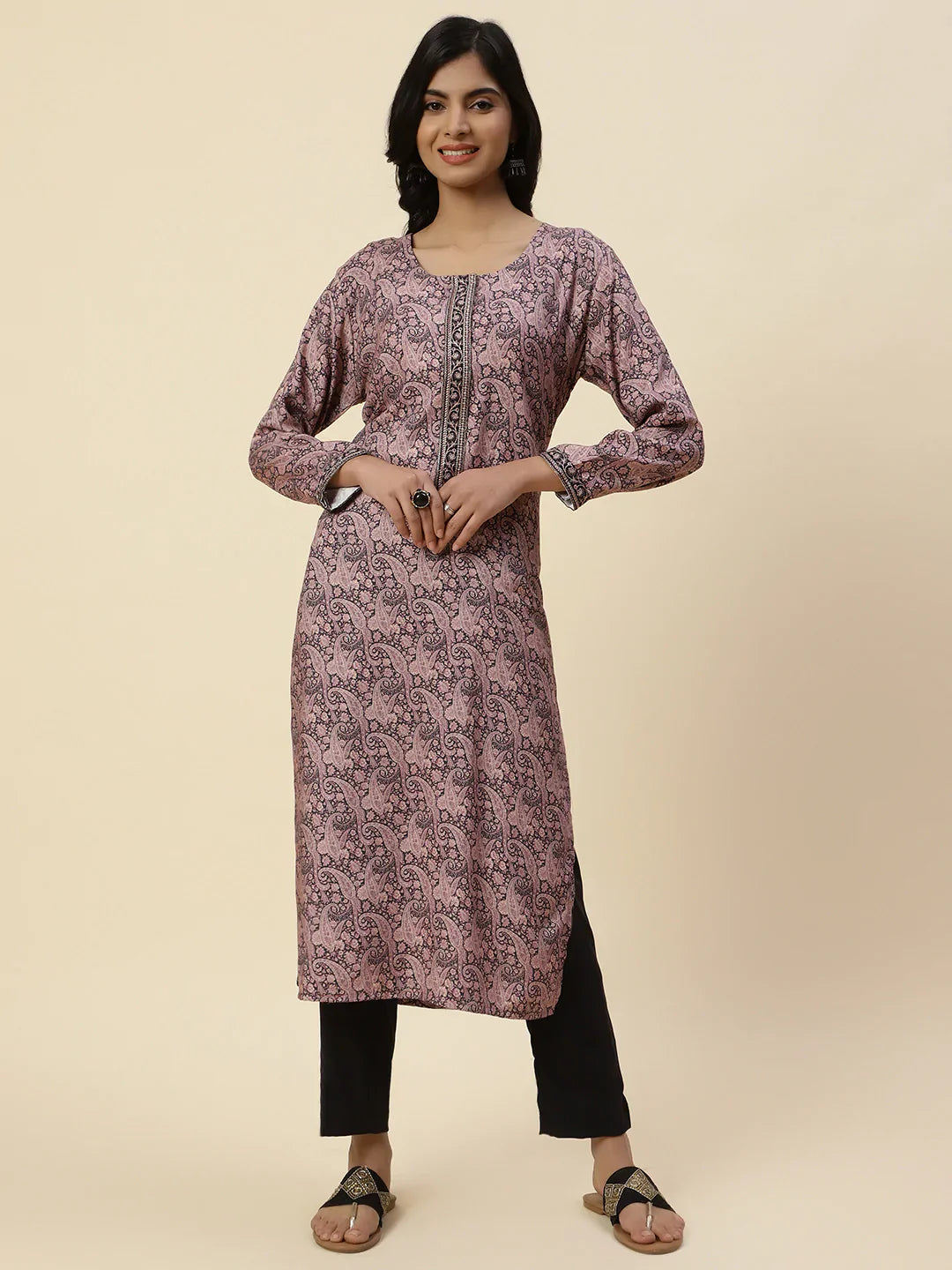 Printed Pashmina Kurta With Pants