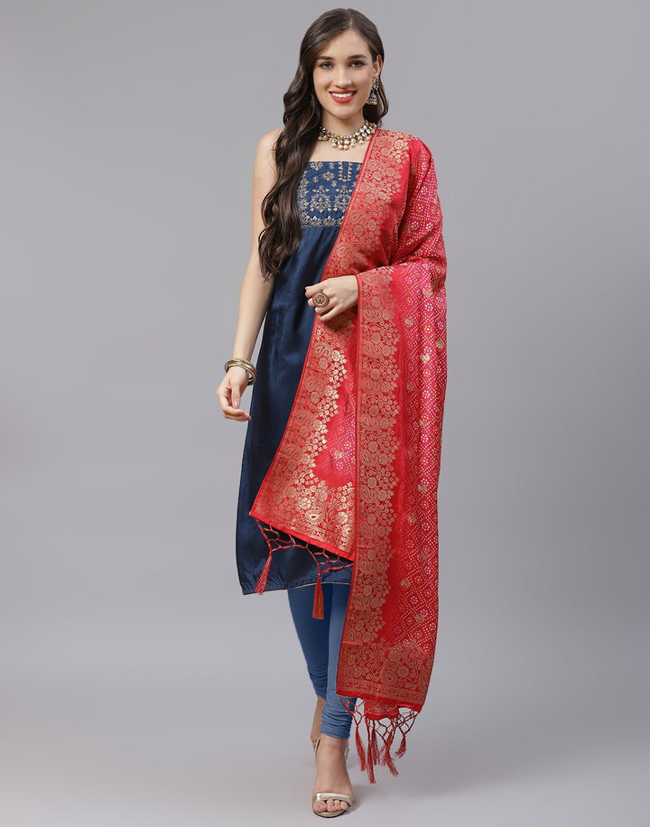 Chanderi Embroidered Suit Piece with banarasi dupatta