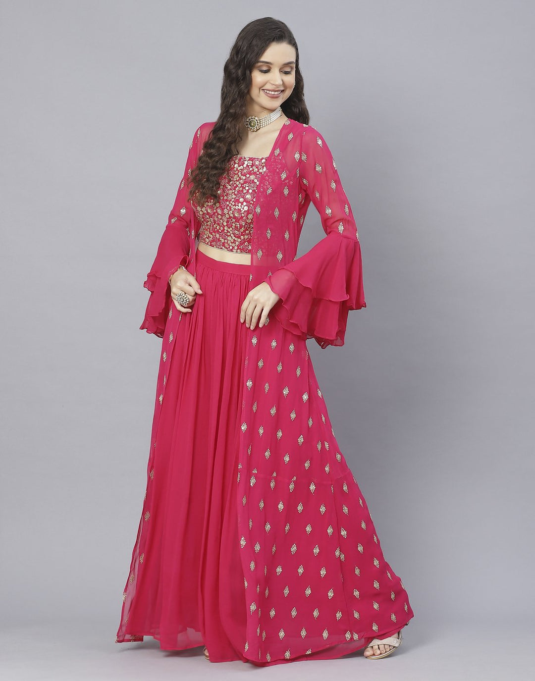 Rani Georgette Salwar Kameez with Shrug