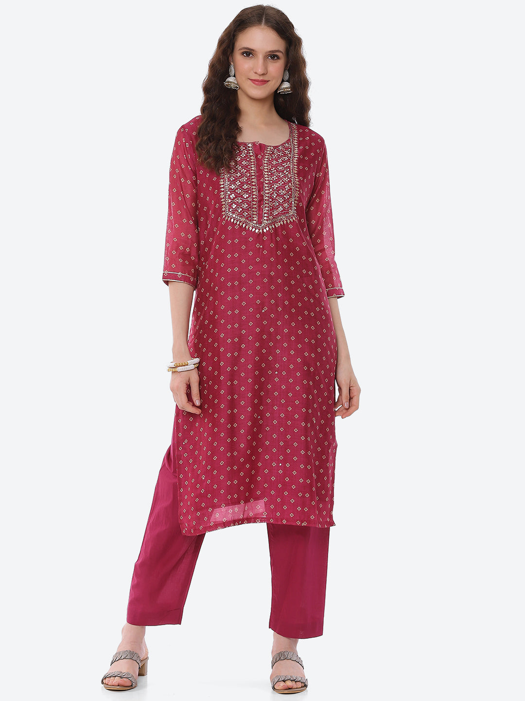 Mirror Gota Border Chanderi Kurta With Pant