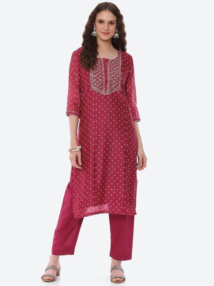 Mirror Gota Border Chanderi Kurta With Pant