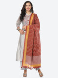 Embroidered Cotton Kurta With Pant & Chanderi Dupatta