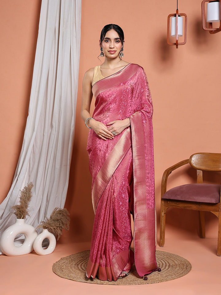 Woven Design Satin Saree