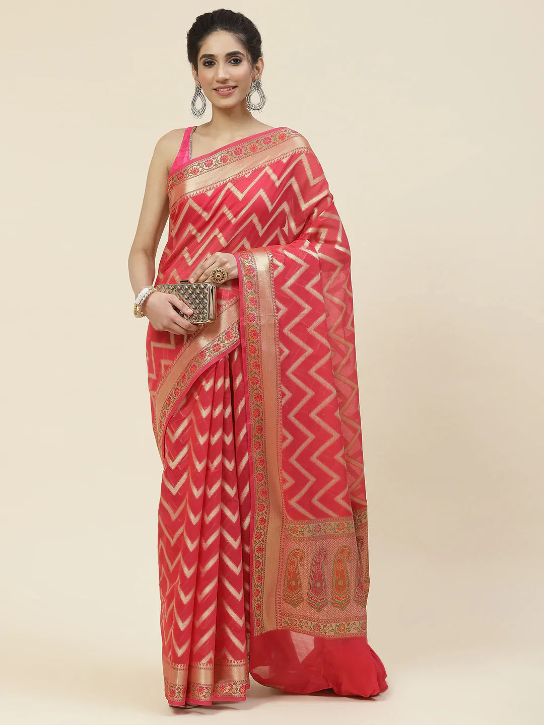 Zig Zag Cotton Woven Saree