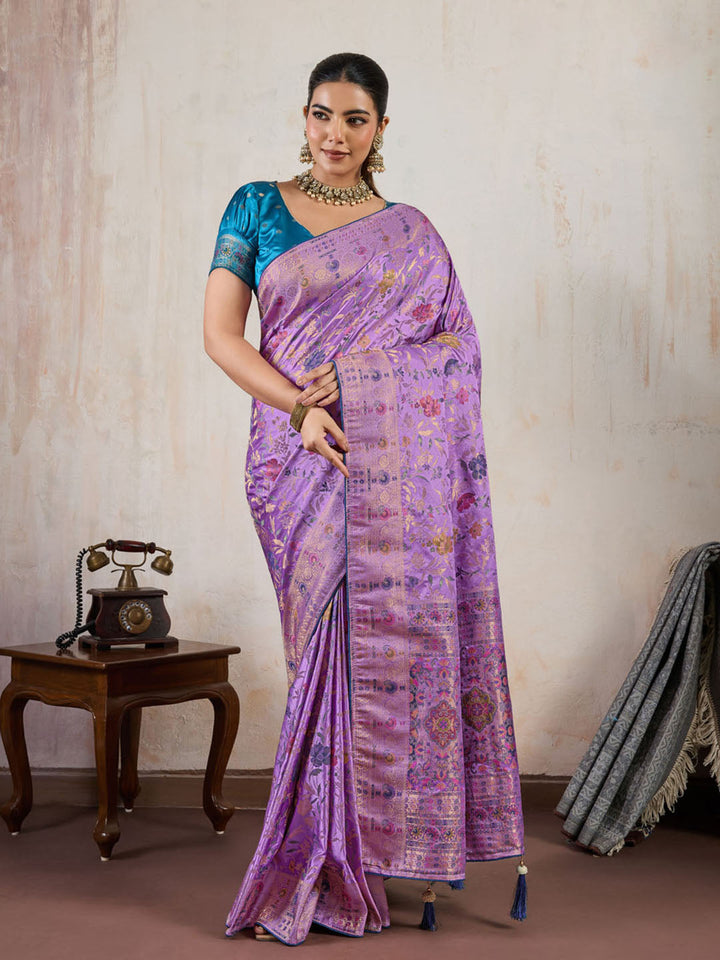 Woven Design Satin Makhmal Silk Saree