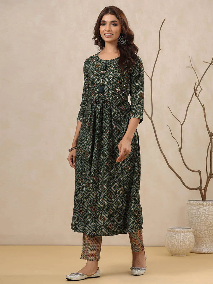 Printed Muslin Kurta With Pants