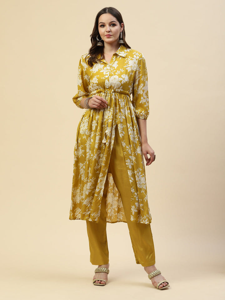 Floral Printed Muslin Kurta With Pants