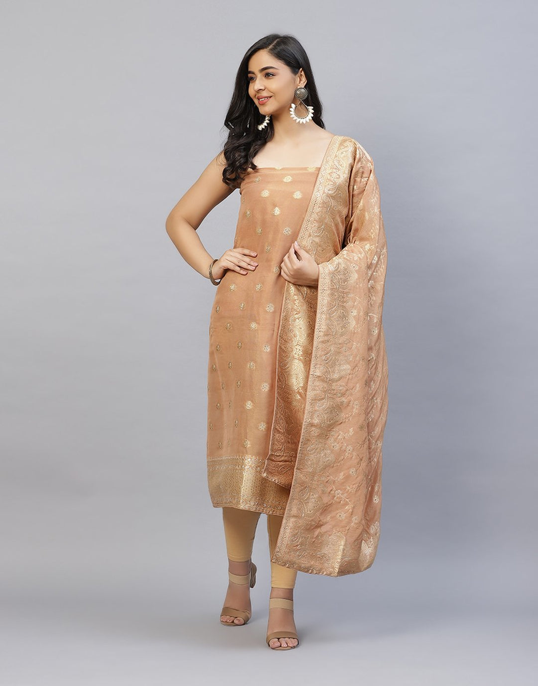 Embroidered Banarasi Tissue Suit Piece
