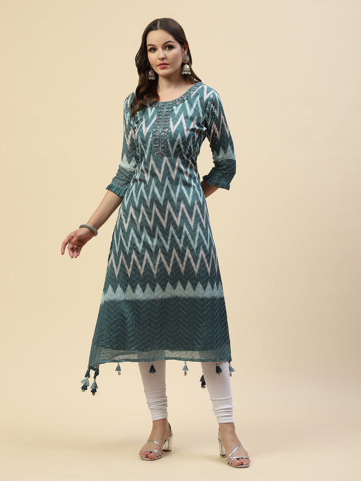 Resham Mirror Chiffon Kurta