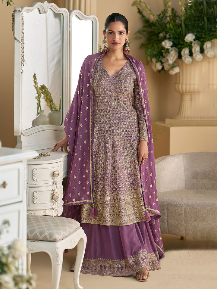 Embroidered Georgette Suit With Pant &amp; Dupatta