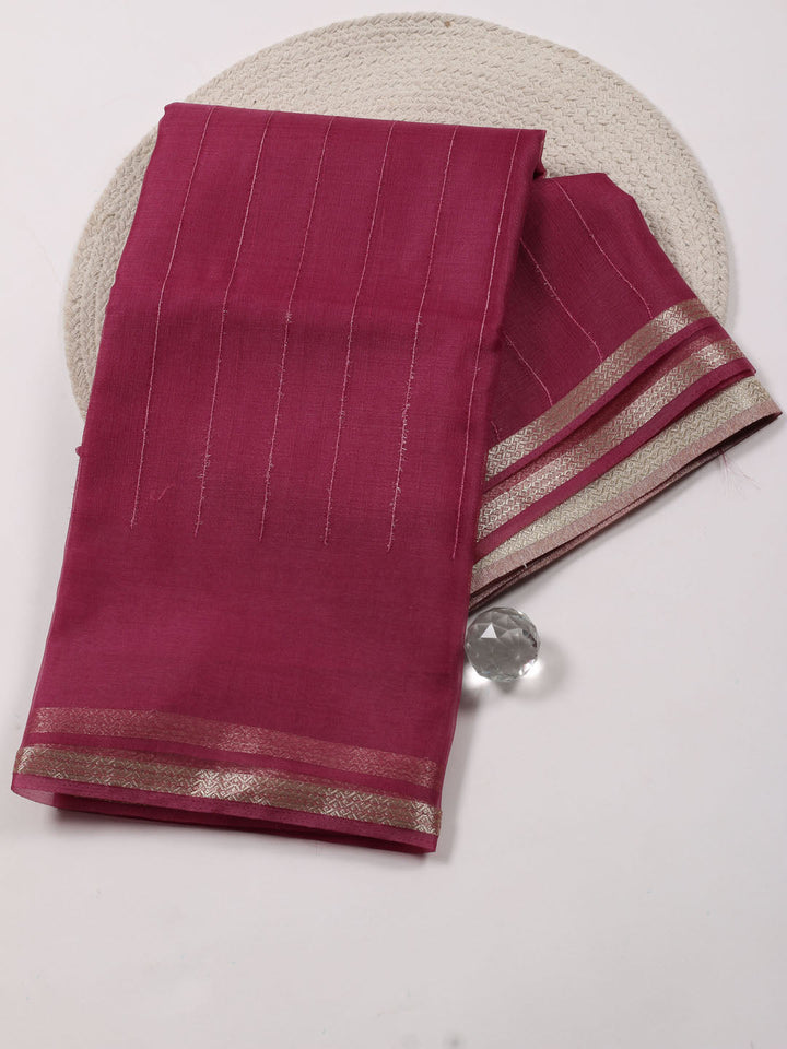 Plain Zari Border Organza Saree
