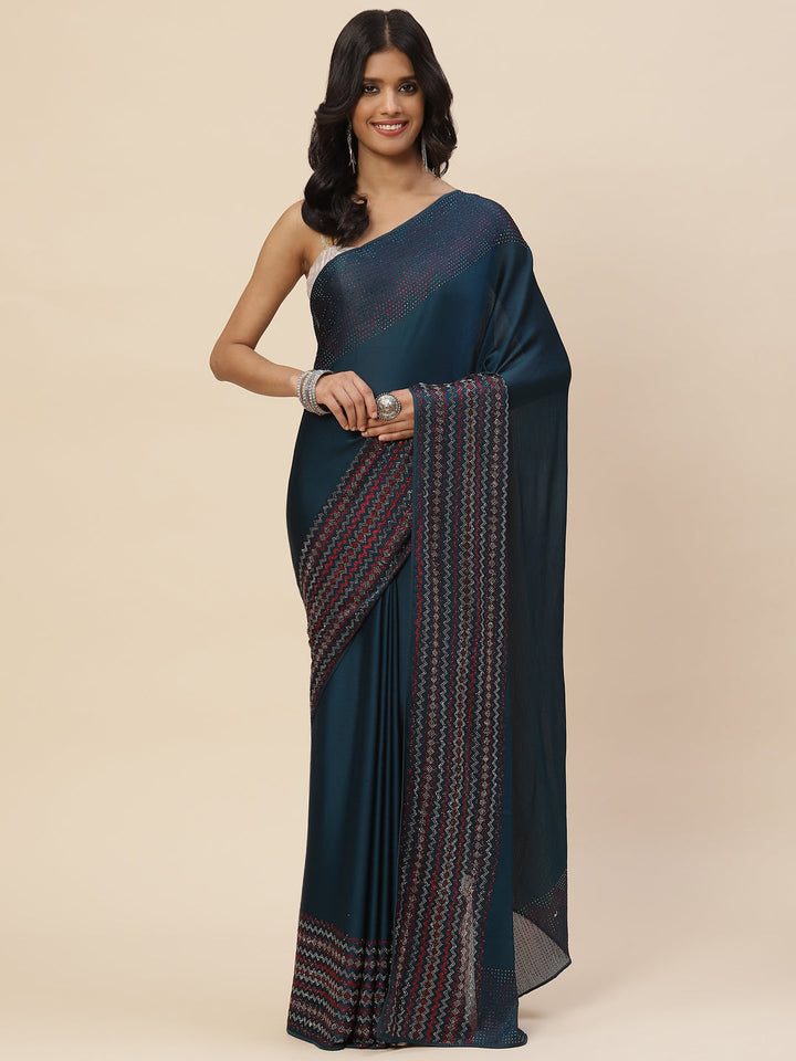 Stone Embroidered Crepe Saree