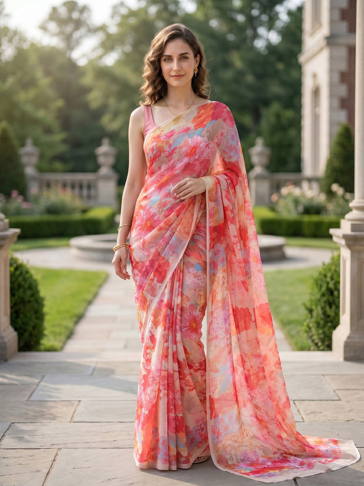 Digital Print Chiffon Saree