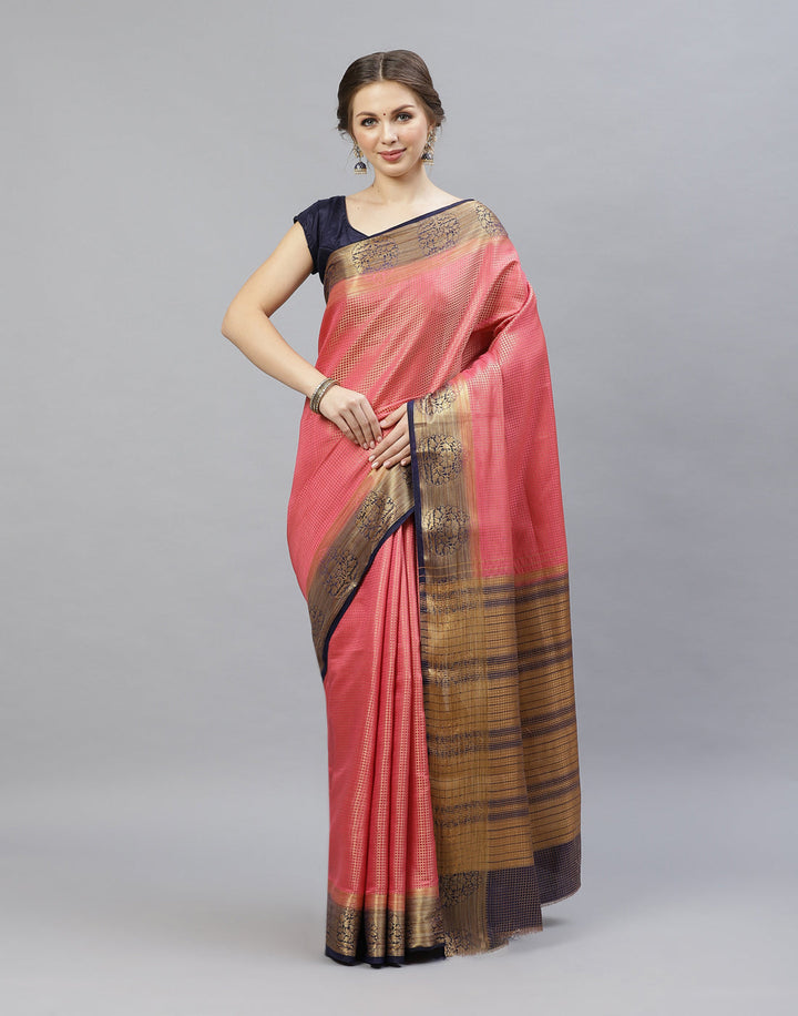 Jacquard Zari Border Art Handloom Woven Saree