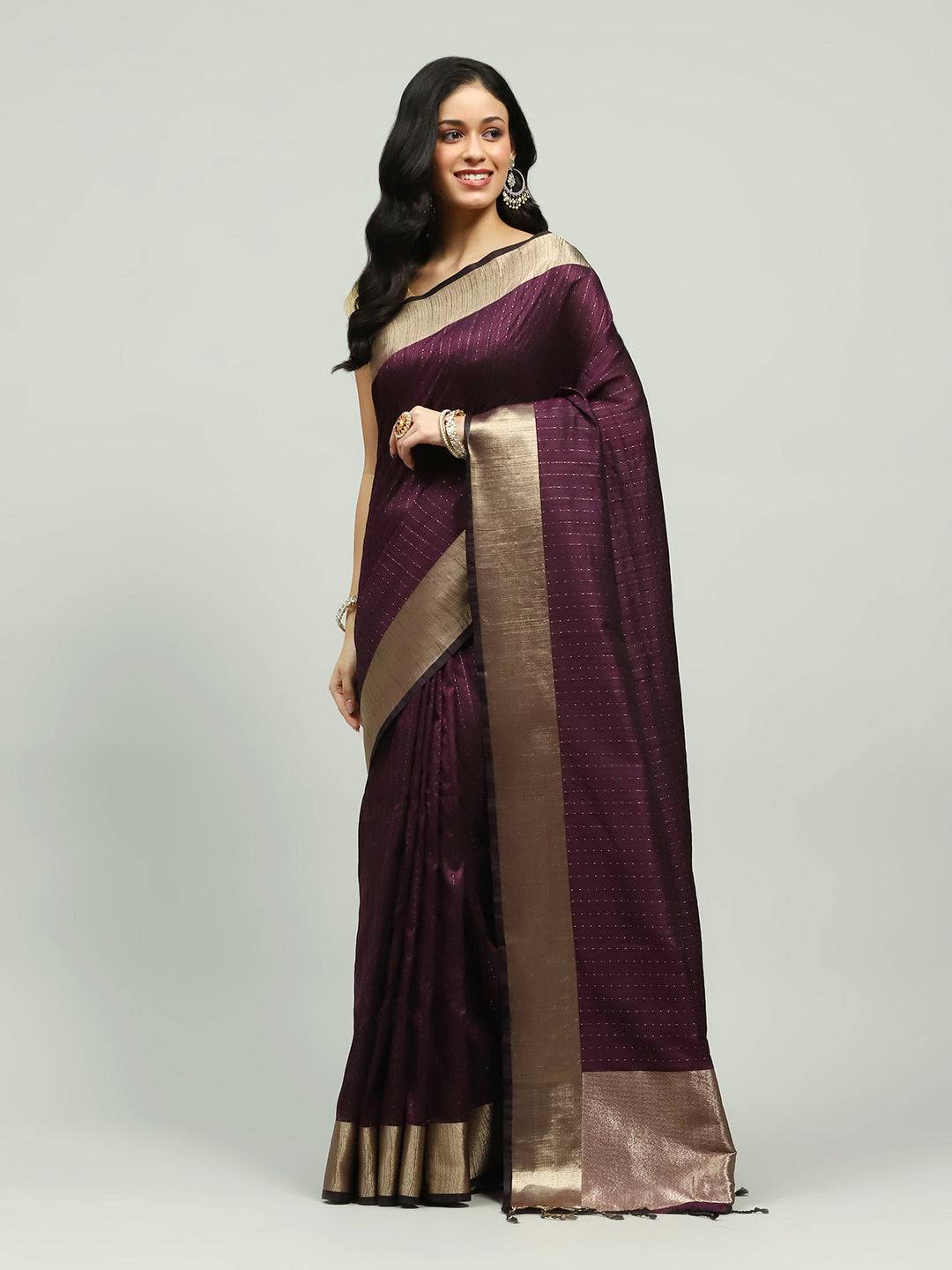 Embroidered Border Booti Art Silk Saree