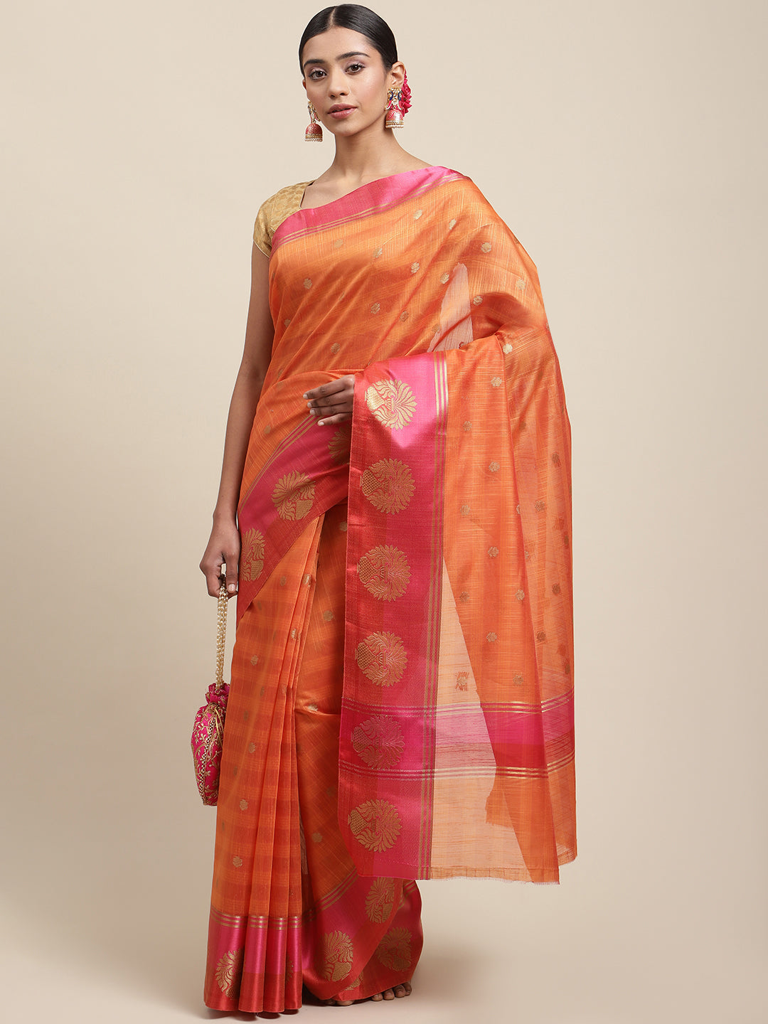 Zari Border Cotton Woven Saree