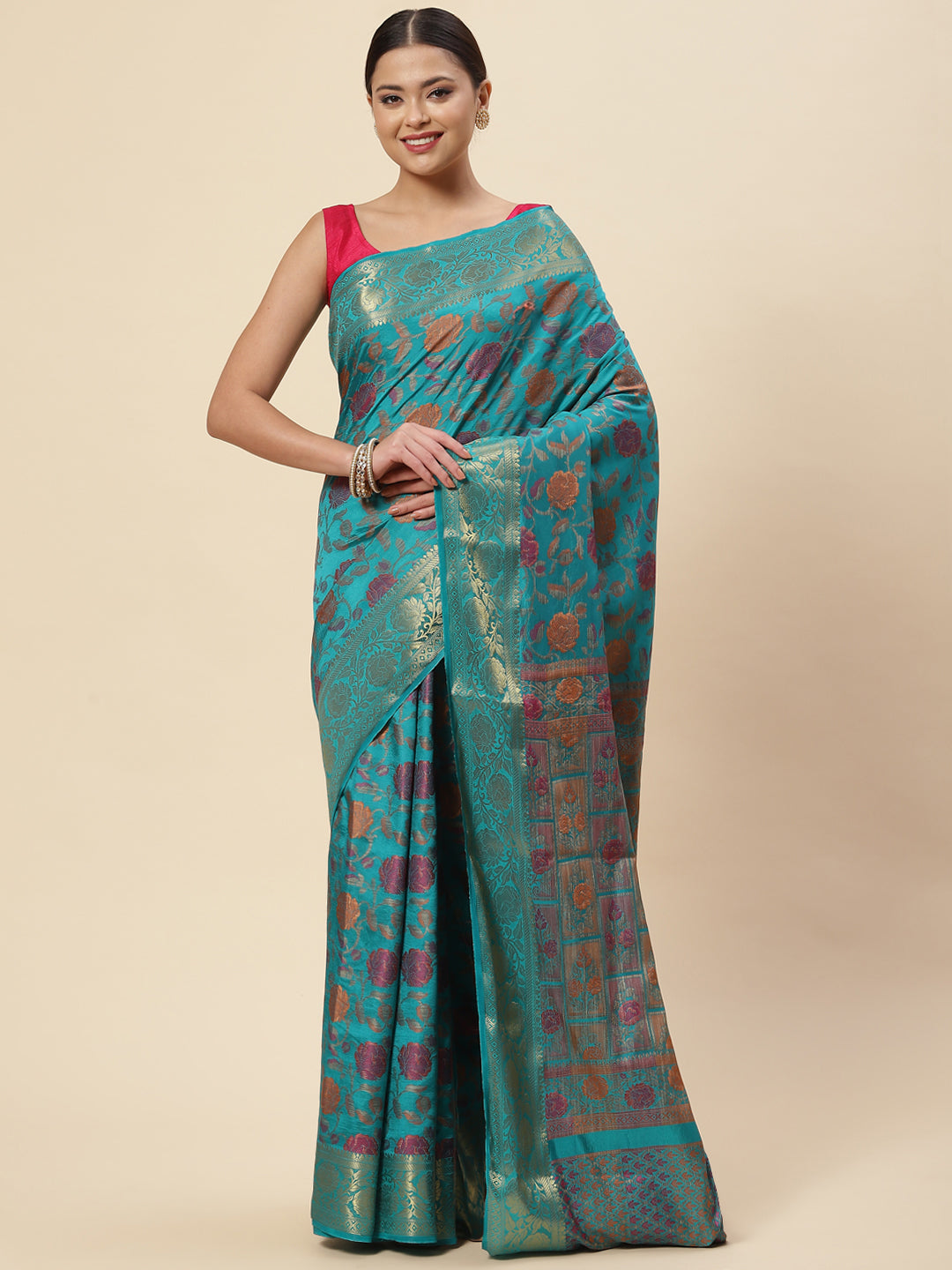 Floral Zari Jaal Handloom Woven Saree